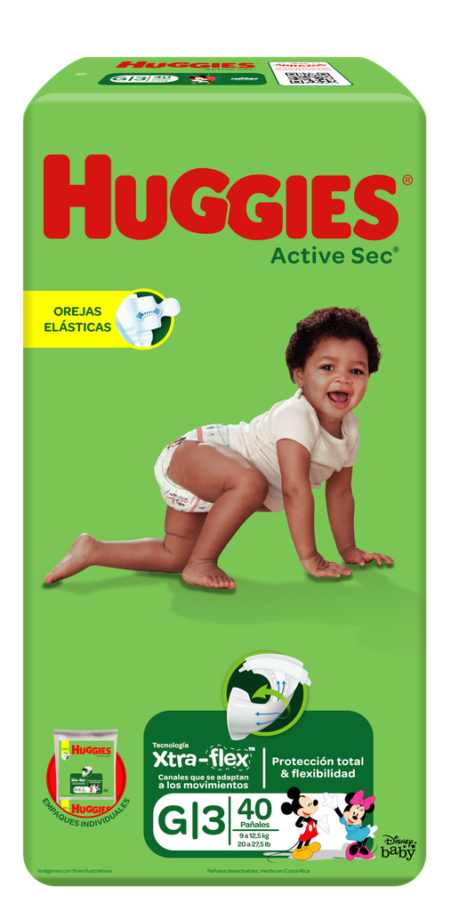 Huggies Active Sec Mega Singlepack Paso 3 Paq. 40