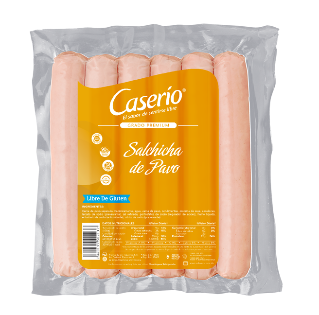 Salchicha de Pavo Caserío Paq. 6
