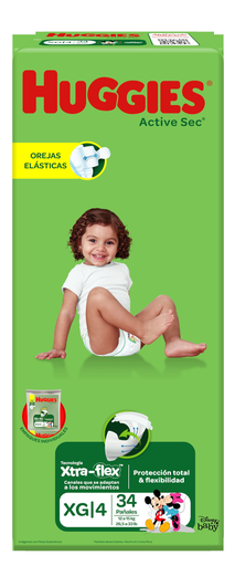 [10641013] Huggies Active Sec Mega Singlepack Paso 4 Paq. 34